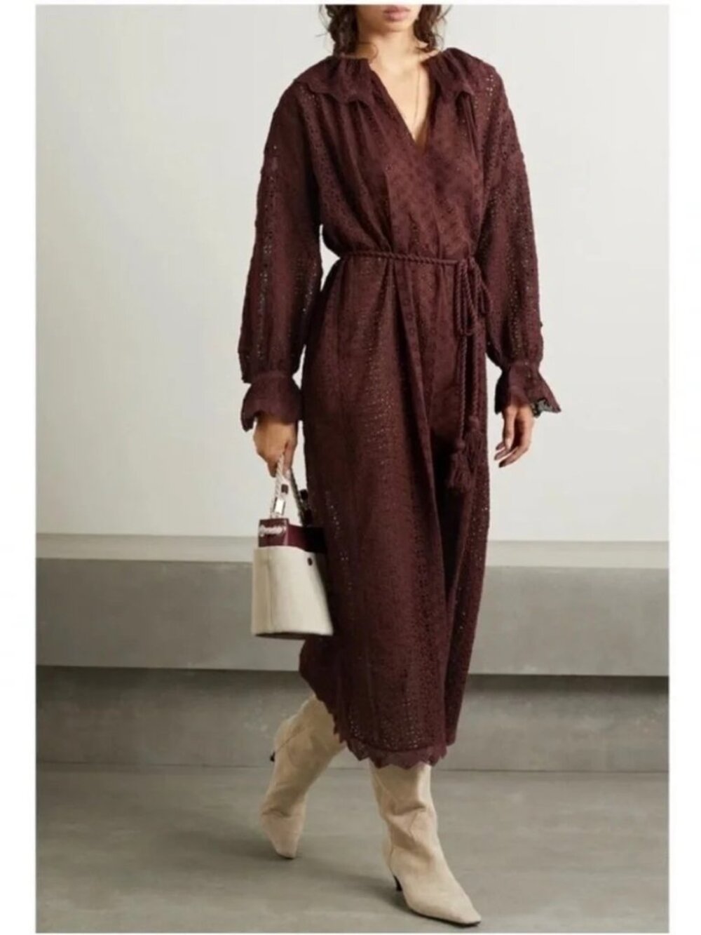 New Tags Doen Lace Persephone Walnut Brown Dress Sz S, Missing Tassel Belt